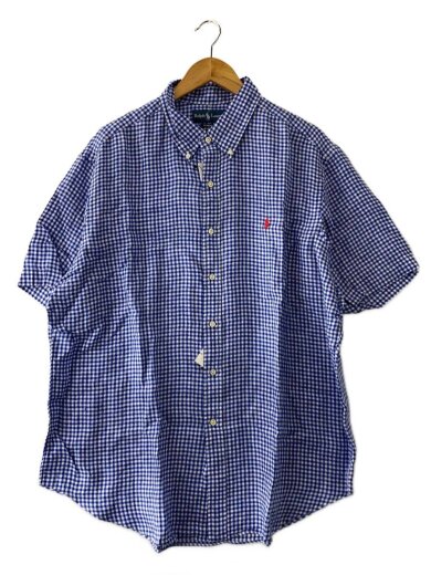 商品画像：半袖シャツ/XXL/リネン/BLU/ギンガムCK// 1