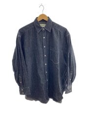 24AW/dungaree denim big tuck over shirt/38/コットン/BLK/14451060