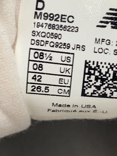 商品画像：M992/ホワイト/26.5cm/ホワイト/キャンバス// 5