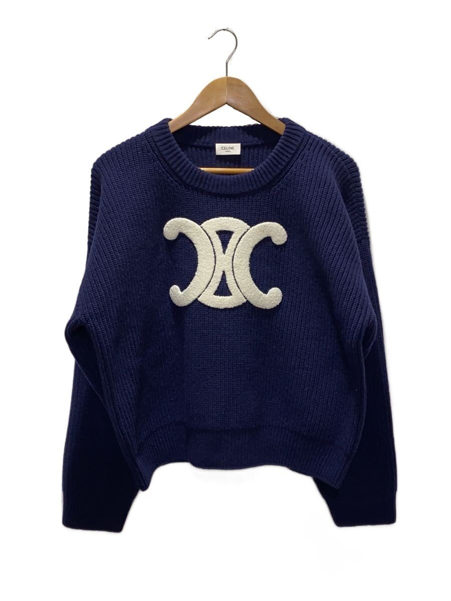 CELINE / 25AWトリオンフクルーネック/ニット・セーター(厚手)/M/コットン/ネイビー/RY0GS423P