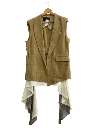 商品画像：24ss/Layered-Tie Sleeveless Jacket/ベスト/1/ベージュ/kt24s-jk02 1