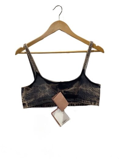 商品画像：Marbleized Denim Bralette/ビスチェ/38/コットン/ブラック/GWT042 2