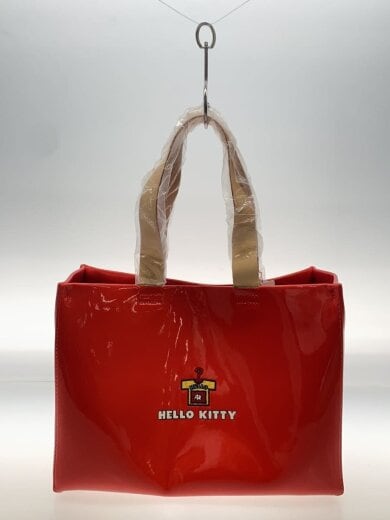 商品画像：ハローキティの刺繍バッグ/50周年記念コラボ/エナメル/レッド 3
