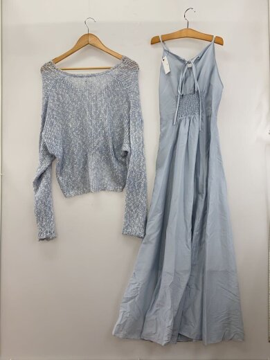 商品画像：スラブニットセットシアーワンピース/長袖ワンピース/1/ポリエステル/ブル/無地/SWNO251071 2