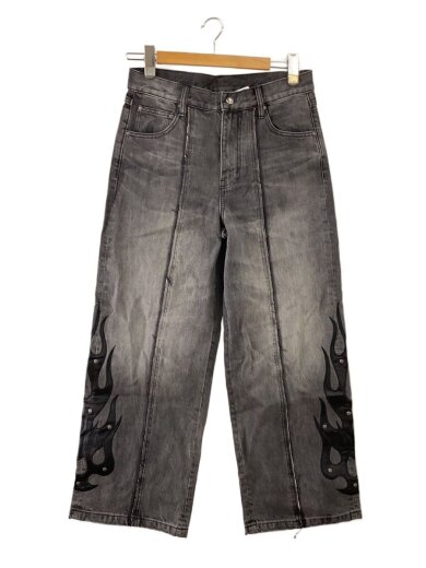 商品画像：fire Tribal leather patch Baggy Denim/ボトム/S/コットン/BLK// 1