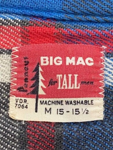 商品画像：ビックマック/ネルシャツ/15.5/コットン/BLU/チェック/50s/ツリータグ/マチ無し/状態考慮// 3