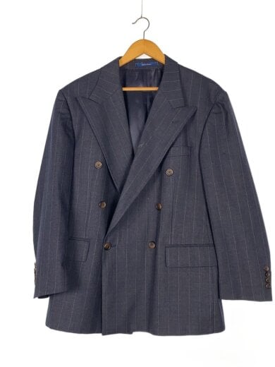 商品画像：テーラードジャケット/--/ウール/NVY/ストライプ 1