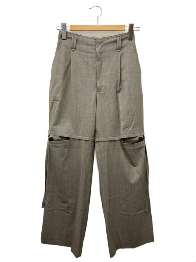 商品画像：スリットベルテッド/ストレートパンツ/38/ウール/GRY/21222465205 1