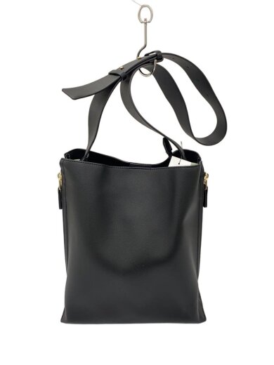 商品画像：サイドジップ/ショルダーバッグ/フェイクレザー/BLK/無地 1