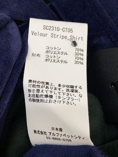 商品画像：VELOUR STRIPE SHIRT/半袖シャツ/M/コットン/NVY/SC2310-CT05// 4