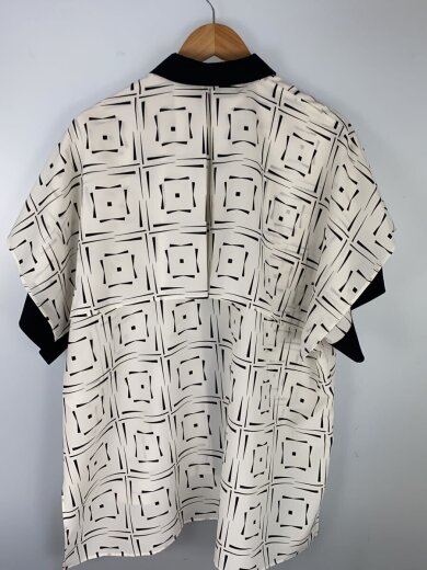 商品画像：モノトーンブロックブラウス/半袖シャツ/38/ポリエステル/WHT/総柄/531-1110401 2