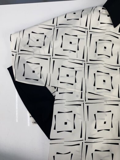 商品画像：モノトーンブロックブラウス/半袖シャツ/38/ポリエステル/WHT/総柄/531-1110401 5