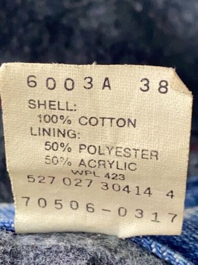 商品画像：Gジャン/40/コットン/IDG/70506-0317/80s/ボタン裏527/USA製/裏ブランケット 5