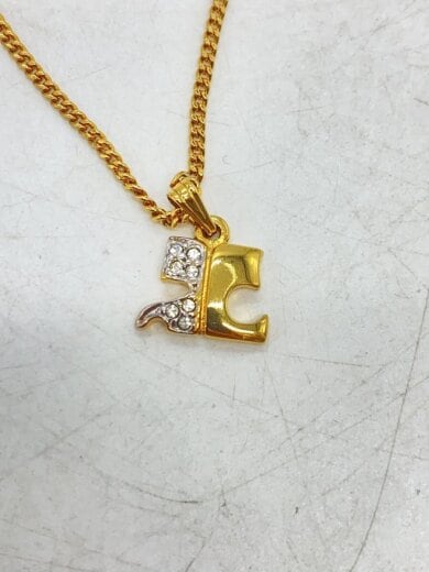 画像：Courregesネックレス/メッキ/ラインストーン/GLD/トップ有/レディース//4