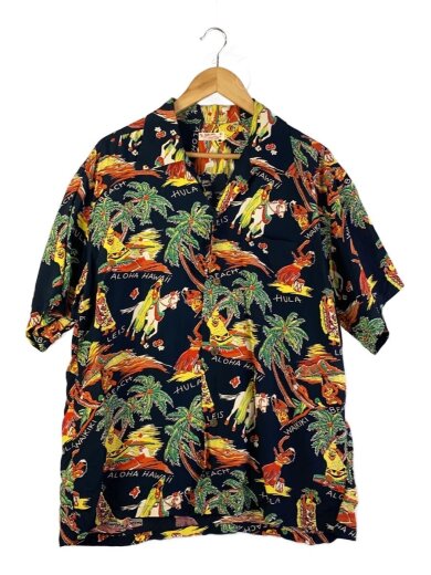 商品画像：アロハシャツ/L/レーヨン/BLK/総柄/M32866// 1