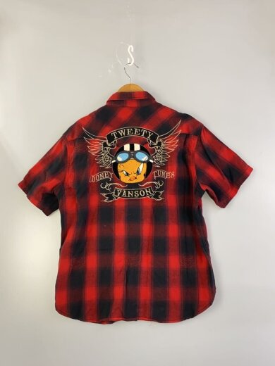 商品画像：LOONEY TUNES/半袖シャツ/L/コットン/RED/チェック// 2
