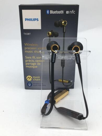 画像：PHILIPSフィリップス/ネックバンド型ワイヤレスイヤホン/TX2BTBK/黒×ゴールド/カナル型1