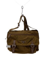 ショルダーバッグ/ナイロン/BRW/無地/BT1738/シミ有/中ベタツキ