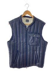 キルティングダウンベスト/L/ナイロン/BLK/胸ポケット ボタン緩み