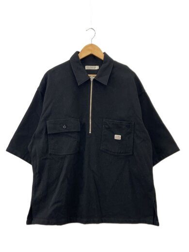 商品画像：ショートスリーブ/プルオーバー/ワークジャケット/ハーフジップ/ジャケット/M/コットン/BLK// 1