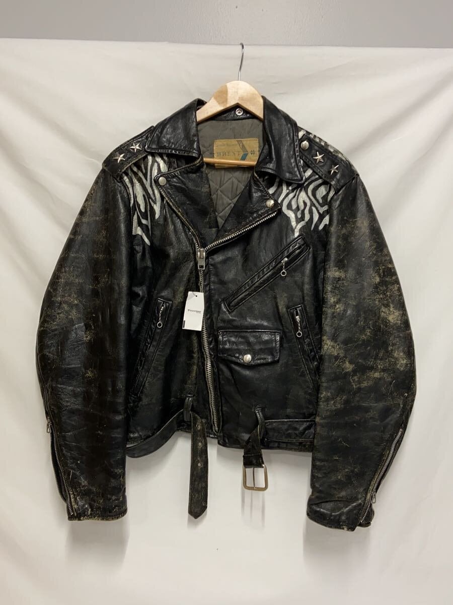 BRENT / 50～60s/ハンドペイント/2star/ダブルライダースジャケット/レザー/BLK//