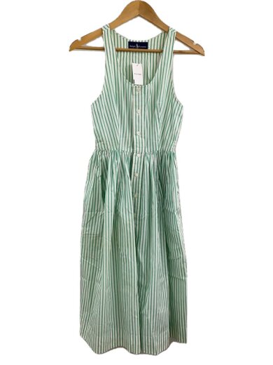 商品画像：ノースリーブワンピース/7/コットン/GRN/ストライプ 1