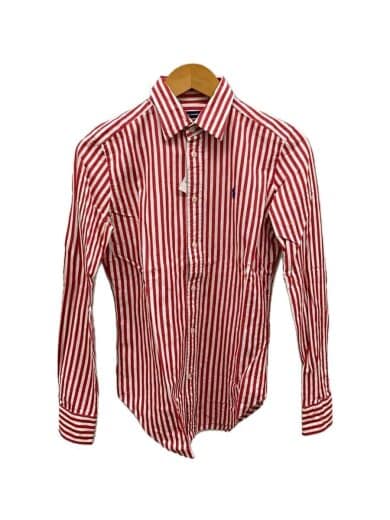 商品画像：長袖シャツ/8/コットン/RED/ストライプ⑤ 1