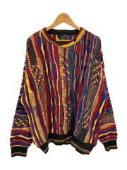 J.FERRAR/90s/ブルガリア製/3Dニット・セーター(厚手)/XXL/コットン/マルチカラー