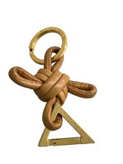 トライアングル バックチャーム/キーホルダー/レザー/BEG/レディース