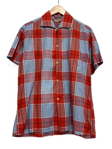 商品画像：60s/汚れ有/半袖シャツ/--/コットン/RED/チェック// 1