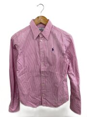 ポニー長袖シャツ/4/コットン/PNK/ストライプ⑧