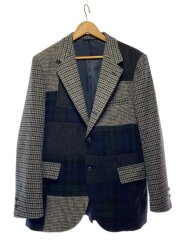 パッチワーク/テーラードジャケット/--/ウール/GRY/チェック