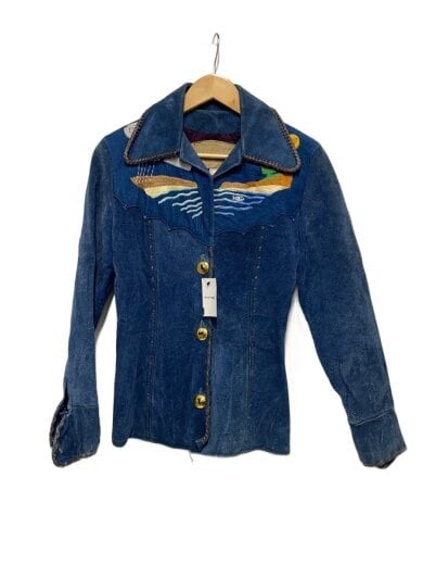 商品画像：70s/ハンドメイド/デニム切替/レザージャケット・ブルゾン/--/スウェード/IDG/無地 1