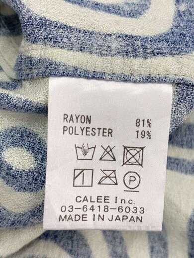 商品画像：AFRICAN CHECK PATTERN OPEN COLLAR半袖シャツ/M/レーヨン/BLU/CL-25SS0// 4