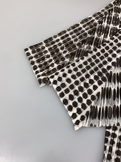 商品画像：プリーツオープンカラー半袖シャツ/3/ポリエステル/BRW/ドット/jj512 4