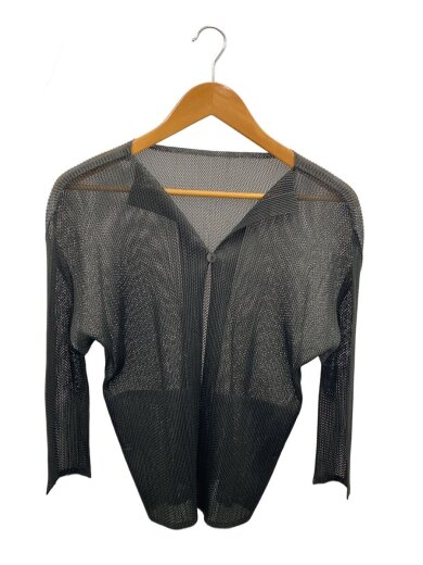 商品画像：メッシュプリーツ七分袖カーディガン(薄手)/3/ポリエステル/GRY/fo264 1