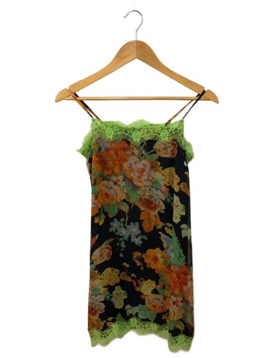 商品画像：レースキャミワンピース/40/シルク/BLK/総柄 1