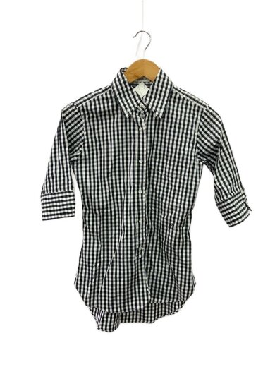 商品画像：７分袖シャツ/S/コットン/WHT/チェック/mb221-5008/ホワイト 1