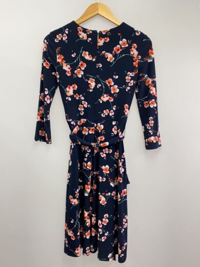 商品画像：長袖ワンピース/4/ポリエステル/NVY/花柄①/ネイビー 2