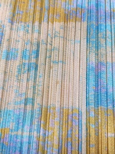 商品画像：ハイネックプリーツ半袖カットソー/3/ポリエステル/BLU/総柄/PP41JK931/ブルー 6