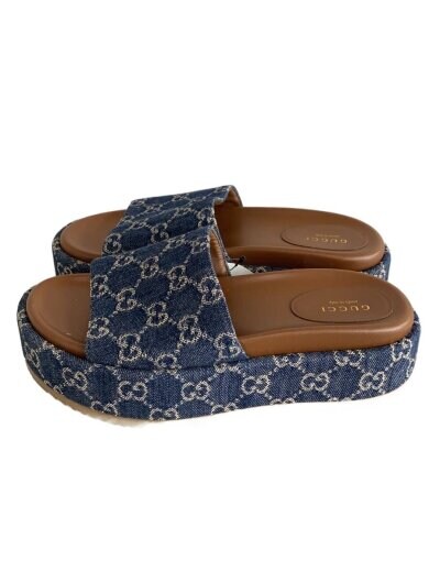 商品画像：GGモノグラム/プラットフォームスライドサンダル/サンダル/37/IDG/デニム/623212 1