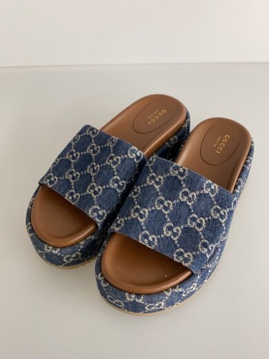 商品画像：GGモノグラム/プラットフォームスライドサンダル/サンダル/37/IDG/デニム/623212 2