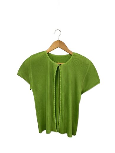 商品画像：細プリーツ半袖カーディガン(薄手)/3/ポリエステル/GRN/PP23FO431 1