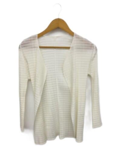 商品画像：プリーツカーディガン(薄手)/3/ポリエステル/WHT/ボーダー/PP51JO834 1