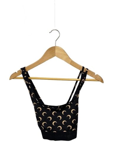 商品画像：RECYCLED MOON JERSEY SPORT BRA/S/ナイロン/BLK/総柄/WUW055/ブラック 1