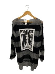 ニット・セーター(薄手)/FREE/アクリル/GRY/ボーダー/クラッシュボーダーニット