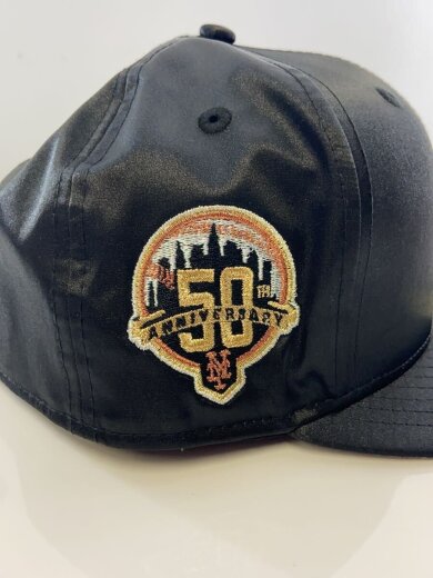 商品画像：サテン地/ニューヨークメッツ/キャップ/7 1/4/ポリエステル/BLK/無地/メンズ 7