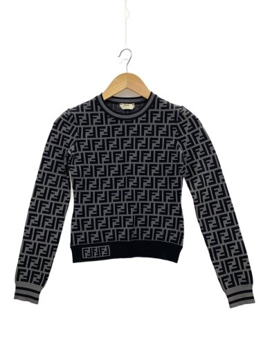 商品画像：ニット・セーター(薄手)/36/レーヨン/BLK/総柄/FZY703 A5QG/ブラック 1