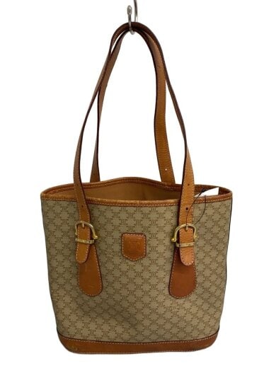 商品画像：マカダムトートバッグ/レザー/BEG/総柄/ベージュ 1