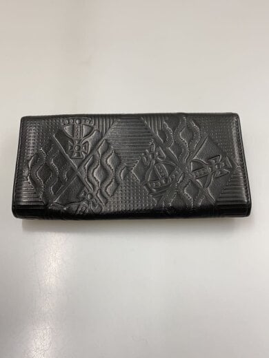 商品画像：型押し長財布/レザー/BLK/総柄/レディース①// 2
